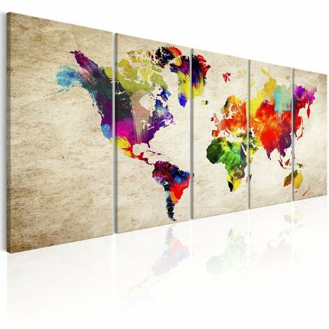 Tableau carte du monde monde peint