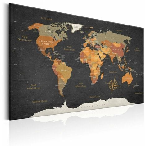 milimetrado Carte du monde liège et cadre bois Noir et marron 70x50 cm - La  Poste