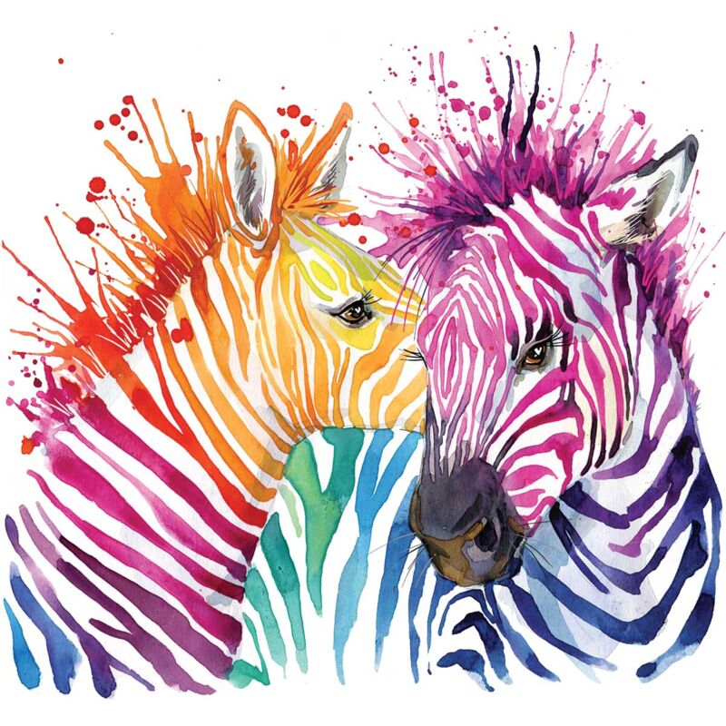 Hxadeco - Tableau cartoon zebre en couleurs , 50x50cm