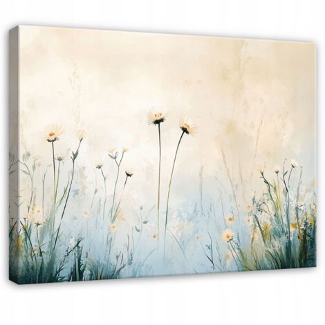 tableau champ de fleurs moderne pour chambre salon cuisine sur toile 120x80