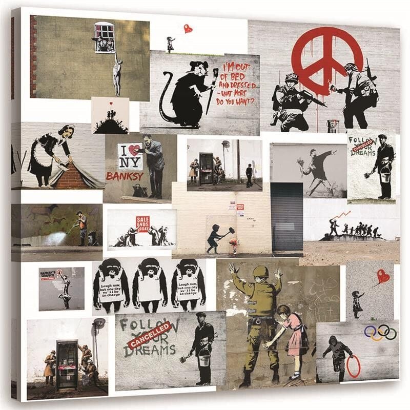 Tableau sur toile, Banksy Mural - collection d'oeuvres Street Art - 60x60