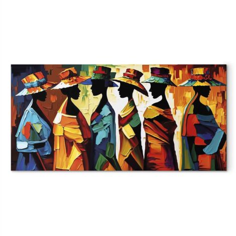 Tableau Coloré Abstrait de Silhouettes Élégantes - 100 x 50 cm