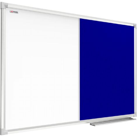 Tableau Combi 2 en 1 Tableau Blanc & Tableau en Feutre Bleu avec Cadre en Aluminium 120x90cm