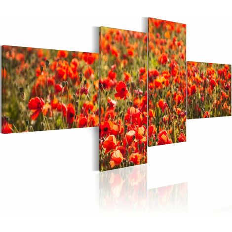 Tableau coquelicots partout ! - 100 x 45 cm - Rouge
