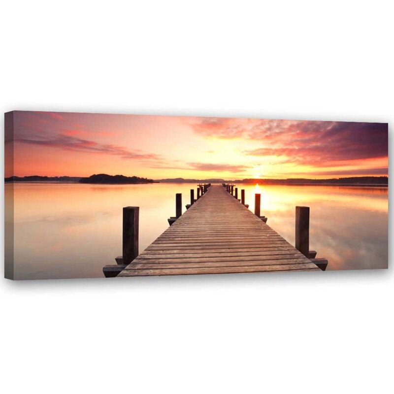 Tableau, Coucher de soleil sur la jetée - 90x30