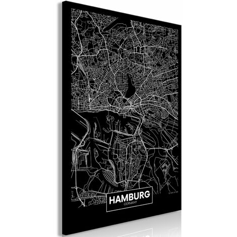 Tableau Dark Map de Hambourg (1 Partie) Vertical