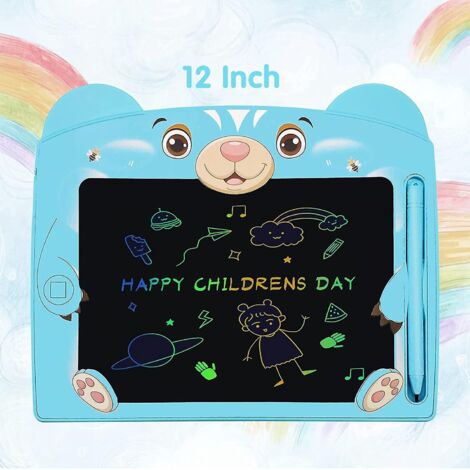 tableau D'criture Lcd De 12 Pouces - Avec Effaable - Respectueux De L'environnement - Couleurs Vives - Cadeau Pour Filles Et Garons De 3, 4, 5, 6,