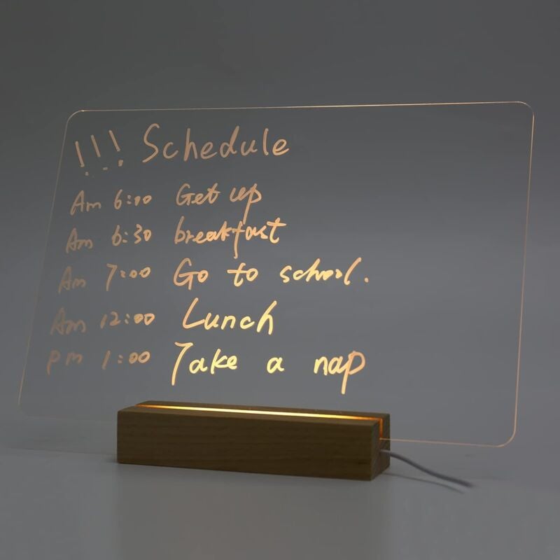 Umnuou - Tableau d'écriture transparent lumineux, tableau acrylique transparent, bloc-notes décoratif, cadre à messages, tableau mémo et décoration