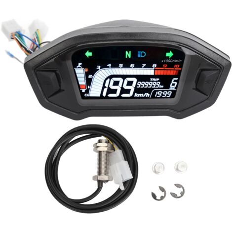 Tableau de bord de moto, affichage numérique LCD, compteur de vitesse multifonctionnel, odomètre, tachymètre pour moto