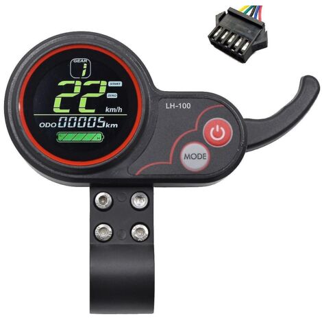 Tableau de bord LCD Lh100 24v-60v avec compteur d'accélérateur pour scooter/vélo électrique (prise SM 5 broches)
