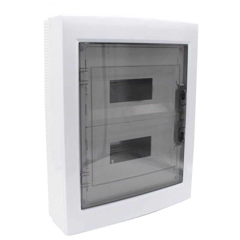 Tableau de distribution mural 24 modules 420x330x105mm IP40 - Porte transparente - avec rail din