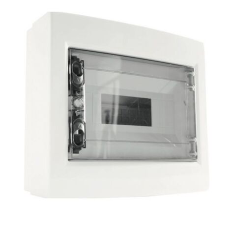 Tableau de distribution mural 8 modules 193x240x95mm IP40 - Porte transparente - avec rail DIN