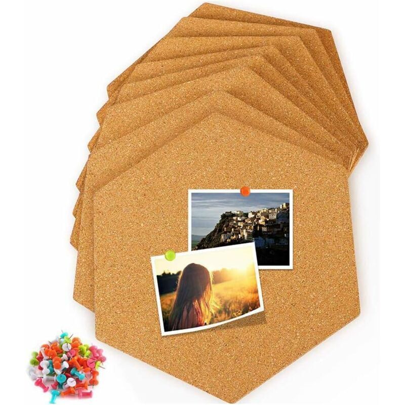 Tableau de Liège Mural Panneau d'Affichage de Photo en Liège Autocollant Auto-adhésives Décoratif pour Chambre,Bureau,Maison 8PCS(17.5 0.6CM)