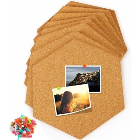 CUIYU Tableau de Liège Mural Panneau d'Affichage de Photo en Liège Autocollant Auto-adhésives Décoratif pour Chambre,Bureau,Maison 8PCS(17.5 0.6CM)