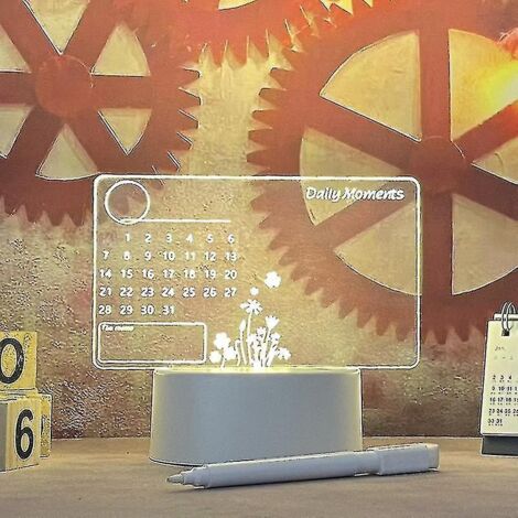 Tableau de notes lumineux LED créatif avec stylo intégré, veilleuse USB, cadeau idéal pour enfants et petites amies, lampe de nuit, calendrier et stylo inclus.