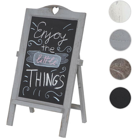 Tableau de publicité à craie, présentoir, 66x39x33cm style shabby chic - gris foncé