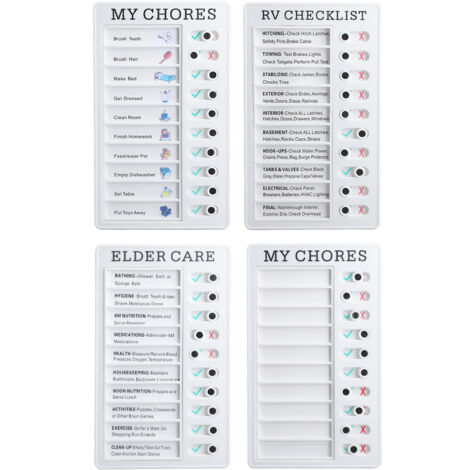 Tableau de Tâches Magnétique Réutilisable 4 Pièces pour Maison, Bureau et Camping-Car - Organisation Quotidienne Modulable