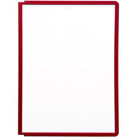 Tableau de visualisation en PP avec cadre profilé rouge DIN A4 à faible réflexion, 5 pièces par bouteille.