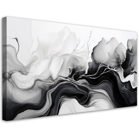 Tableau déco Abstraction à l'encre Noir et blanc 100x50