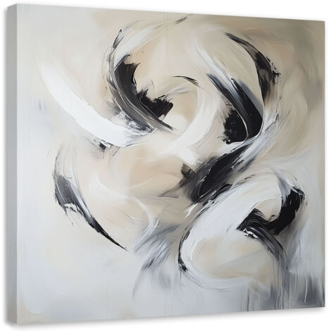 Tableau déco Abstraction beige imitation peinture noire 30x30