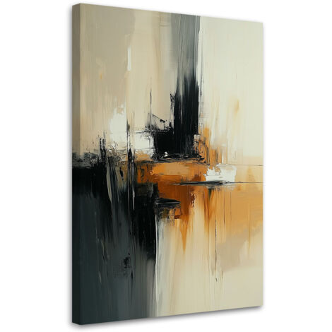 Tableau déco Abstraction beige orange noir 70x100