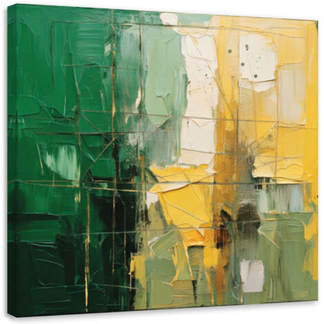 Tableau déco Abstraction géométrique Vert Jaune 30x30
