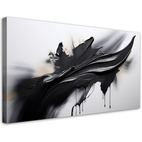 Tableau déco Abstraction noir et blanc Effet 3D 100x50