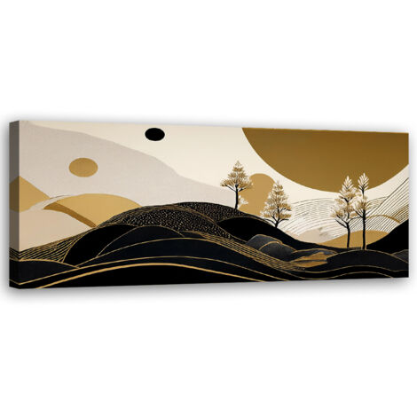 Tableau déco Abstraction Paysage Glamour Or 90x30