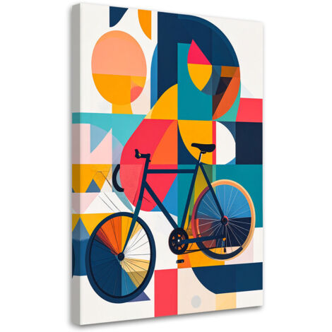 Tableau déco Abstraction vélo inspirée du Bauhaus 70x100