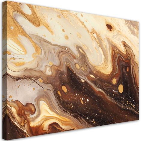 Tableau déco Abstrait beige avec or 90x60