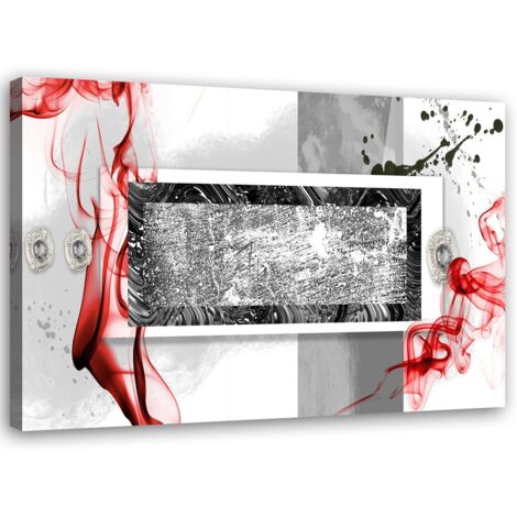 Tableau déco Abstrait Gris Rouge 90x60