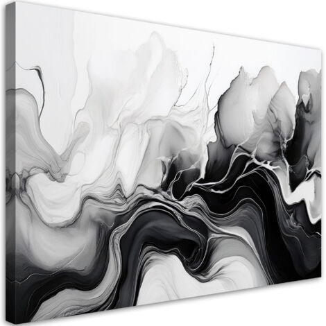 Tableau déco Abstrait noir et blanc encre 90x60