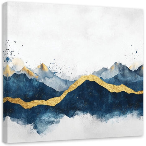 Tableau déco Abstrait Or Bleu Moderne 60x60