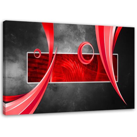 Tableau déco Abstrait Rouge Gris 60x40