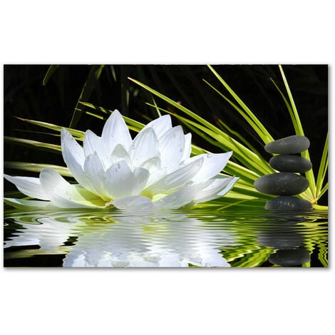 Tableau deco ambiance zen et fleur de lotus - 80x50 cm