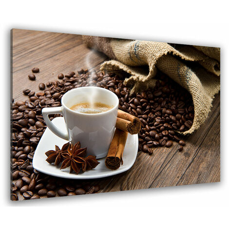Tableau deco arabica café fumant - 80x50 cm