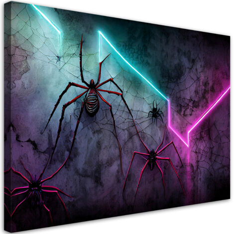 Tableau déco Araignée néon Abstraction 90x60
