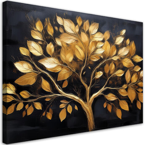 Tableau déco Arbre à feuilles d'or 100x70