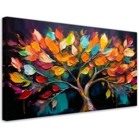 Tableau déco Arbre coloré Feuilles peintes 100x50