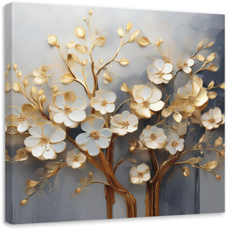 Tableau déco Arbre Magnolia Abstraction Or 60x60