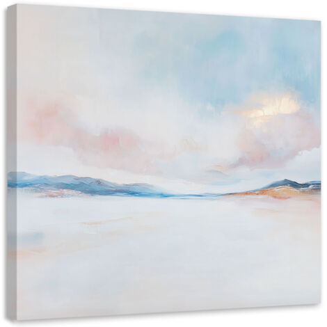 Tableau déco Art abstrait Pastel rose bleu 30x30