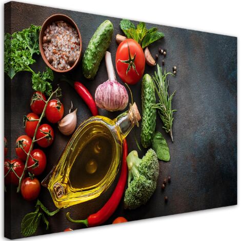 Tableau déco Assaisonnements pour légumes Aliments pour la cuisine 100x70