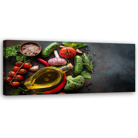 Tableau déco Assaisonnements pour légumes Aliments pour la cuisine 90x30