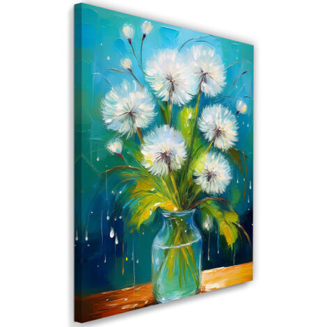 Tableau déco Blowfish fleurs dans un vase Turquoise 60x90