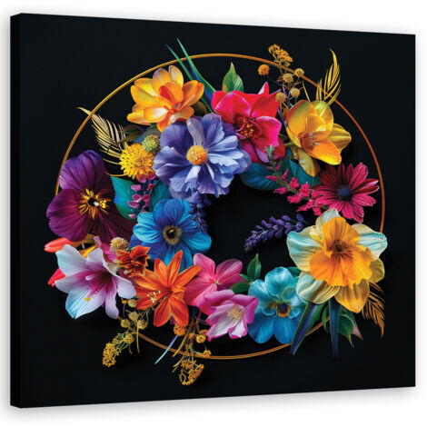 Tableau déco Bouquet de fleurs colorées 30x30