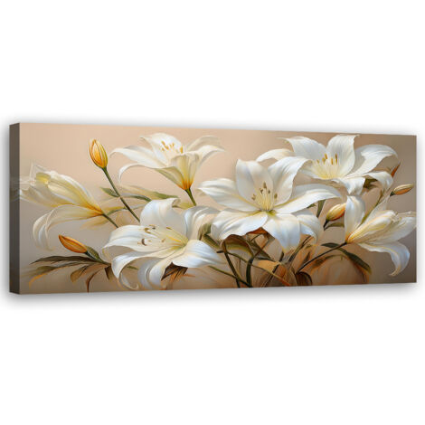Tableau déco Bouquet de Lys Blancs Fleurs Plantes 90x30