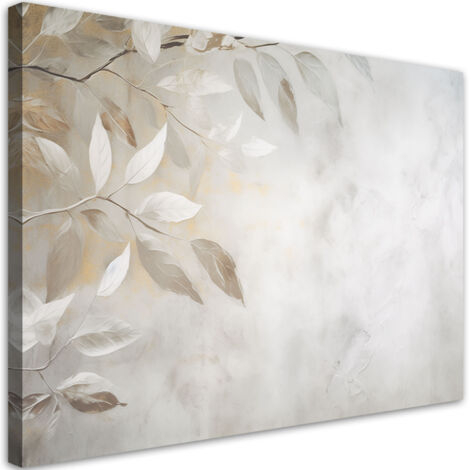 Tableau déco Branches boho feuilles beige béton 60x40