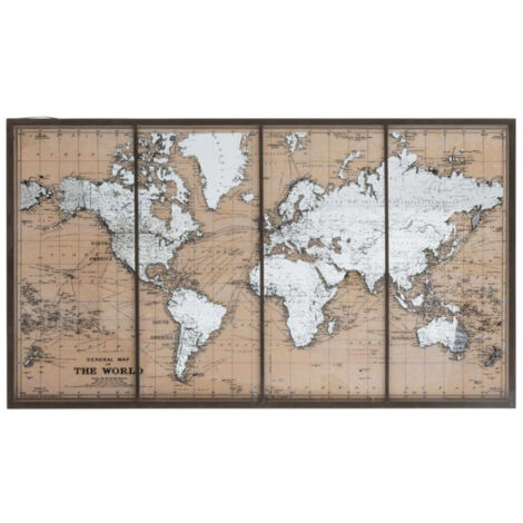 Tableau Déco "Carte du Monde" 81x143cm Marron