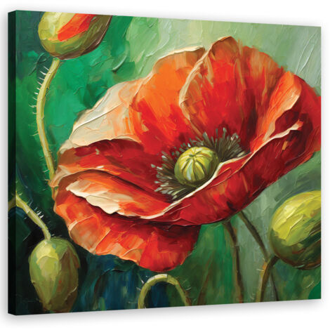 Tableau déco Coquelicot Nature peinte 50x50