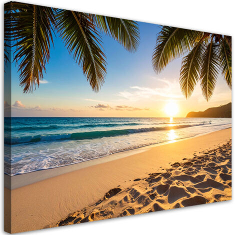 Tableau déco Coucher de soleil Plage Palmiers 60x40